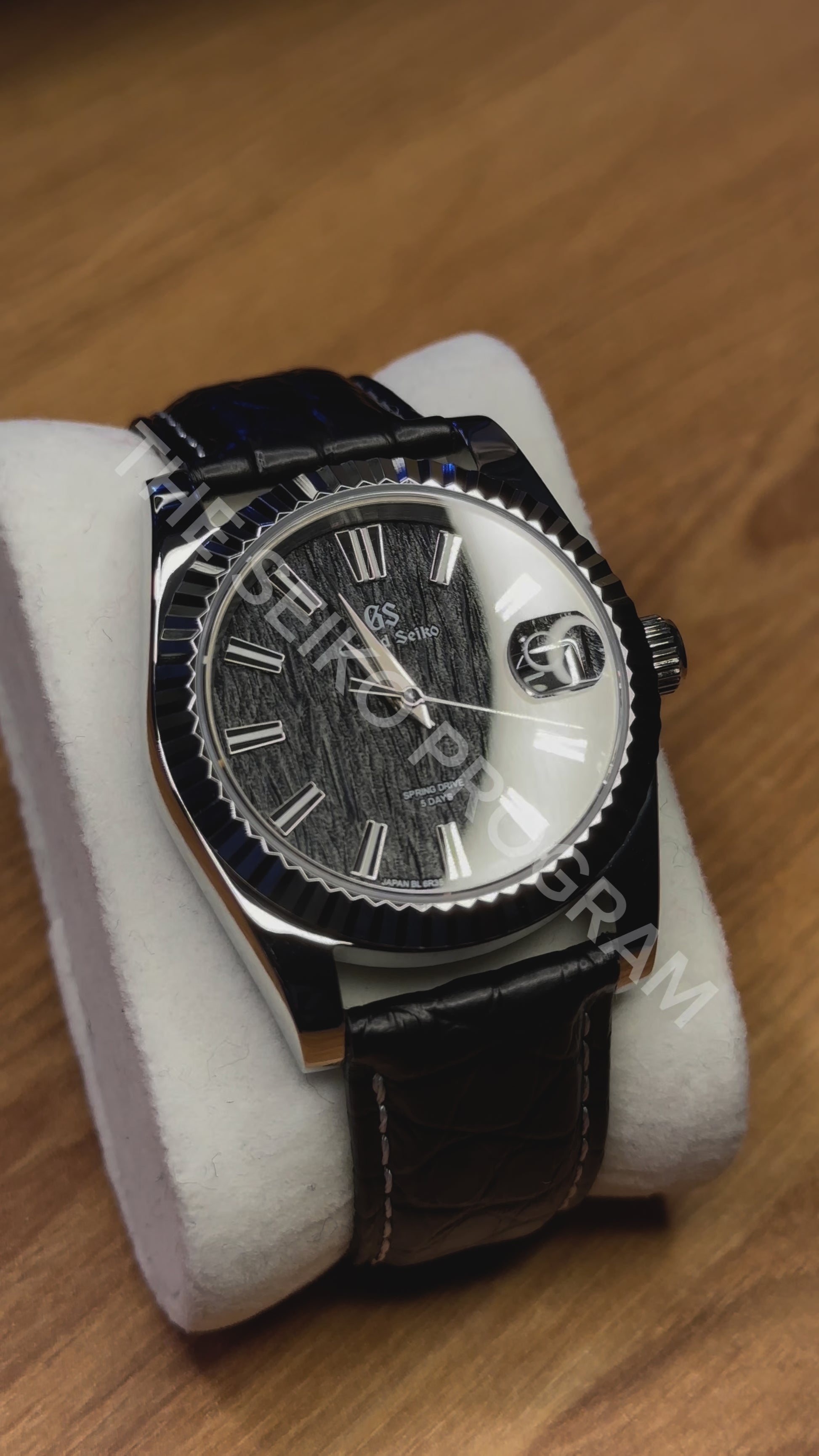 Seiko mod with leather strap front facing video